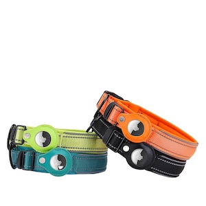 AirTag Hundehalsband | Hochleistungs-Hundehalsband mit Airtag-Halter-Fall| Hundehalsband | Airtag Halsband | Haustierhalsband| Blau und Pink Hundehalsband