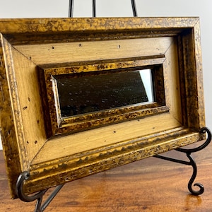 Vintage Rustic Wood and Giltwood Framed Wall Mirror