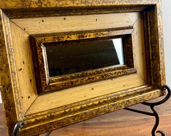 Vintage Rustic Wood and Giltwood Framed Wall Mirror