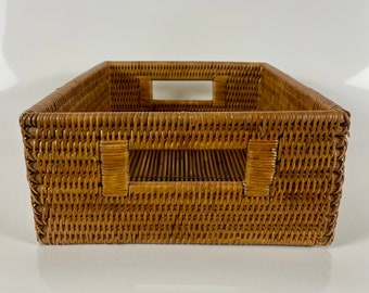 Rectangular Hand-woven Wicker Handle Baskets.