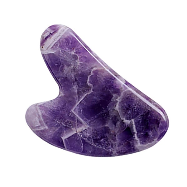 Amethyst Gua Sha Scraping Board – Gratteur violet en forme de cœur Guasha – Masseur de tissus profonds et de visage – Pierre Gua Sha en cristal véritable