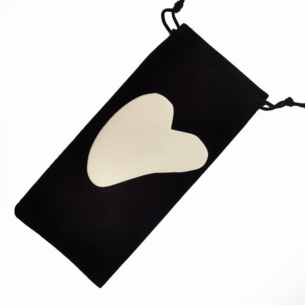 Planche à gratter Gua Sha en forme de cœur blanc – Véritable pierre de Guasha pour massage du visage – Outil de grattage de beauté Gua Sha – Pierre de massage du visage