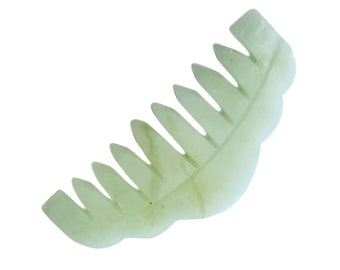 Genuine Jade Massage Comb – Guasha Therapy Multi Tool Acupuncture Comb Scalp Massage Scraper – Natural Stone Massaging Comb – Deep Comb Tool