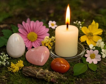 Fertility Ritual Kit: Moonstone, Rose Quartz & Carnelian Crystals