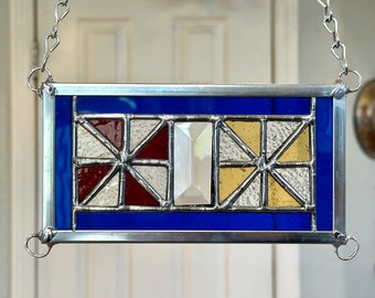 Small Colorful quilt block stained glass