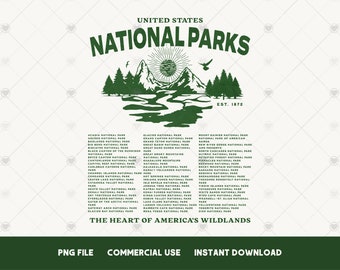 National park shirt sublimation PNG design Granola girl aesthetic PNG Wildlife PNG Hiking tshirt 63 National parks of the United states png