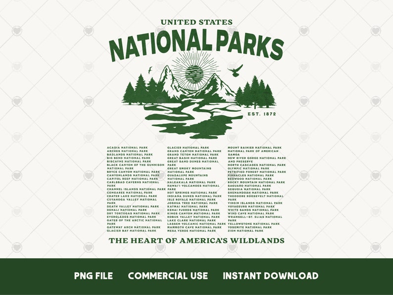 65 united states national parks png sublimation design