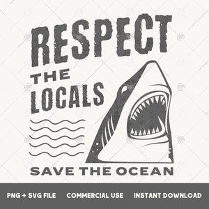 Respectez les habitants png sauvez les requins png sauvez l'océan png Chemise tendance sublimation Design été png Téléchargement instantané sans publicité