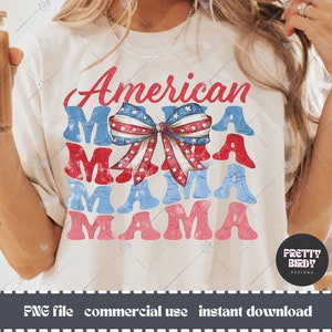 Rétro maman américaine png 4 juillet sublimation design dessins patriotiques téléchargements Dieu bénisse l'Amérique chemise dtf téléchargement numérique 1776