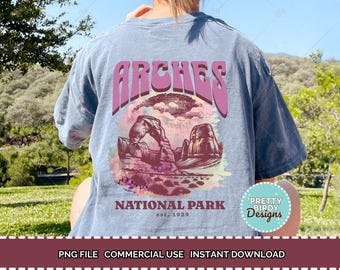 Vintage Arches National park shirt sublimation PNG design, Granola girl aesthetic PNG Wildlife PNG Hiking tshirt National parks shirts