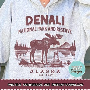 Diseño de sublimación de camiseta del parque nacional Denali PNG Estética de chica granola PNG Alaska PNG Camiseta de senderismo Parques nacionales Estados Unidos png