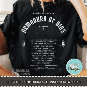 La armadura de Dios PNG Spanish Christian t shirt design Religious sublimation design Bible verse png instant download Jesus png En español