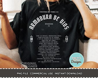 La armadura de Dios PNG Spanish Christian t shirt design Religious sublimation design Bible verse png instant download Jesus png En español