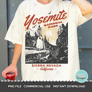Diseño de sublimación de camiseta del parque nacional de Yosemite PNG Estética de chica granola PNG Vida salvaje PNG Camiseta de senderismo Parques nacionales Estados Unidos png