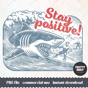 Restez positif PNG, Clipart squelette été drôle, Design en sublimation squelette sarcastique, fichier DTF vacances d'été rétro, chemise requin drôle