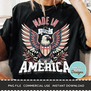 Made in America png-sublimatieontwerp, 4 juli png, patriottisch t-shirtontwerp Amerikaans adelaarshirt commercieel gratis 1776, png Patriot