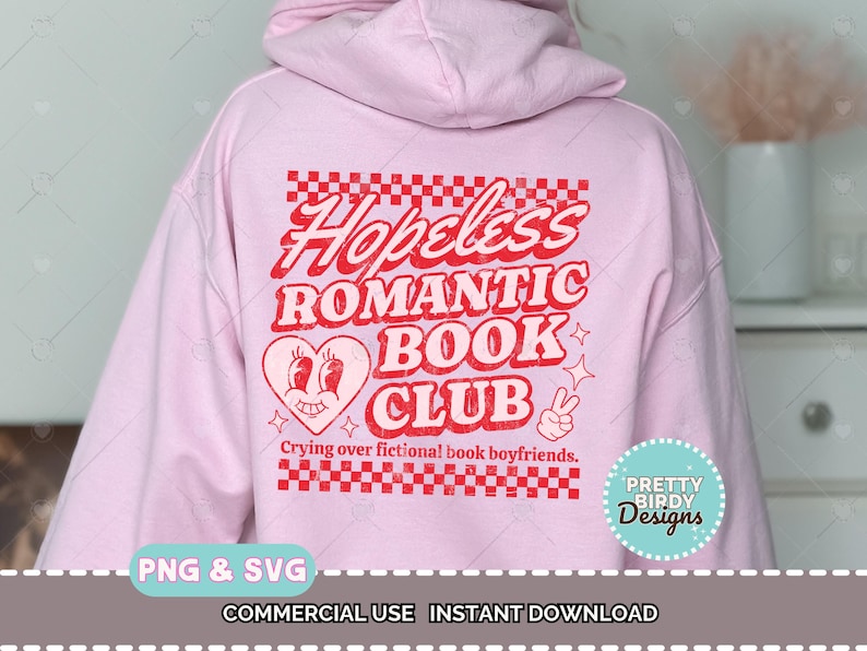 hopeless romantic book club svg
