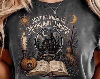 Magic Moonlight PNG file, Dark Academia Shirt Design, Black Witch Sublimation