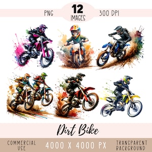 Dirt Bike CLIPART PNG-Dateien, Motocross Rider Sublimation, Racing Motorrad Motorrad Enduro Mud Muddy Kommerzielle Nutzung Transparenter Hintergrund