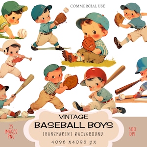 野球少年 CLIPART PNG ファイル 商用利用 透明な背景 レトロ 50 年代 ヴィンテージ 幼児 スポーツ 遊び バット ジャンク ジャーナル