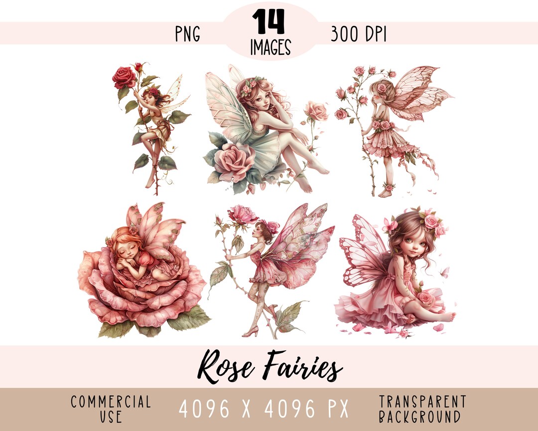 Garden Fairies CLIPART PNG Files, Cute Flower Fairy Sublimation ...