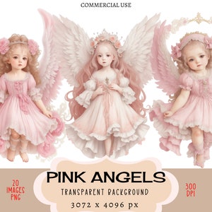 Archivos PNG CLIPART de ángeles rosas, Uso comercial, Fondo transparente Lindos pequeños querubines Bebés Niñas Adorables Niños encantadores Niño Floral Rosa