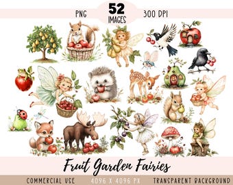 Fichiers PNG Fruit Garden Fairy CLIPART, Maisons de fées, Usage commercial, Arrière-plan transparent