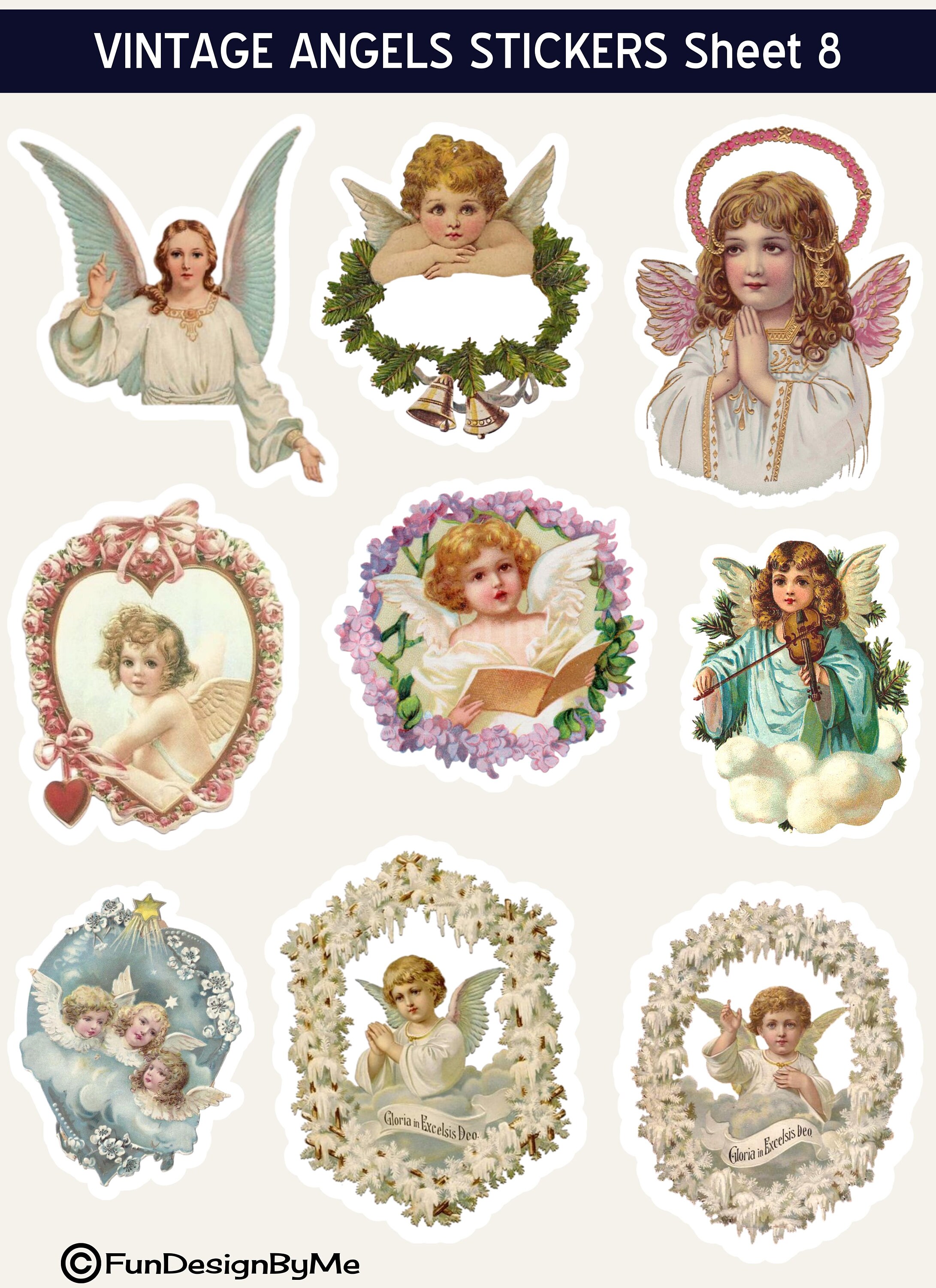 Vintage Angels Digital Collage Sheet, JPG Files Stickers Downloadable ...