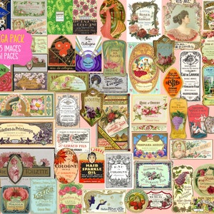 Vintage Parfüm Seife LABELS Digital Collage Sheet, Ephemera herunterladbare druckbare, sofortige Download Crafting Karten Scrapbooking Flaschen Jpg