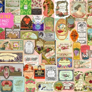 Vintage PERFUME Soap LABELS Digital Collage Sheet, EPHEMERA Downloadable Printable, Instant Download Crafting Cards Scrapbooking Bottles Jpg