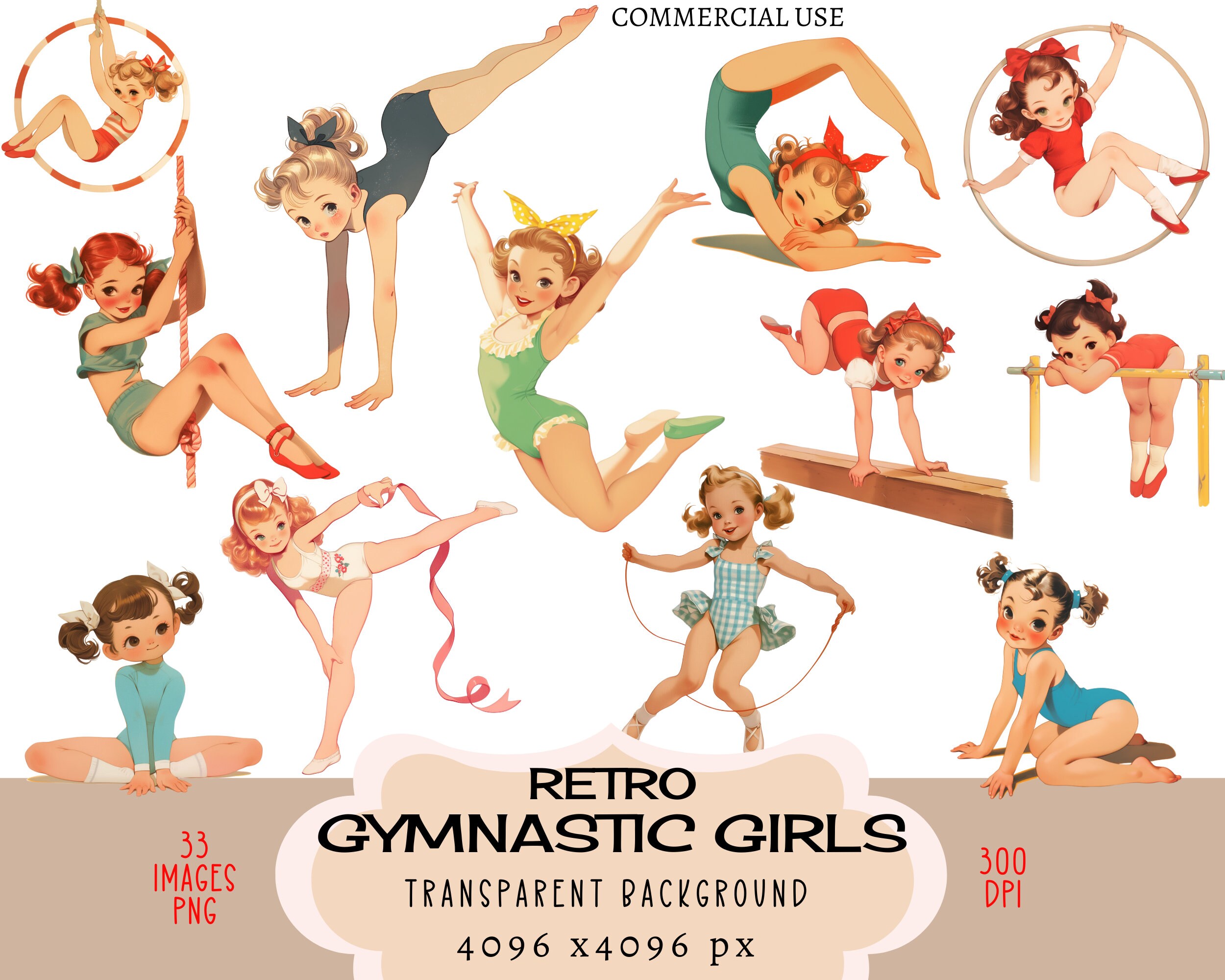 Gymnastic Girls CLIPART PNG Files Commercial Use Transparent Background ...