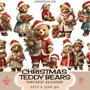Arquivos PNG CLIPART de ursinho de pelúcia de Natal, uso comercial, fundo transparente, casal de ursinho de pelúcia, árvore de cesta de flores de pássaro de presente de Natal