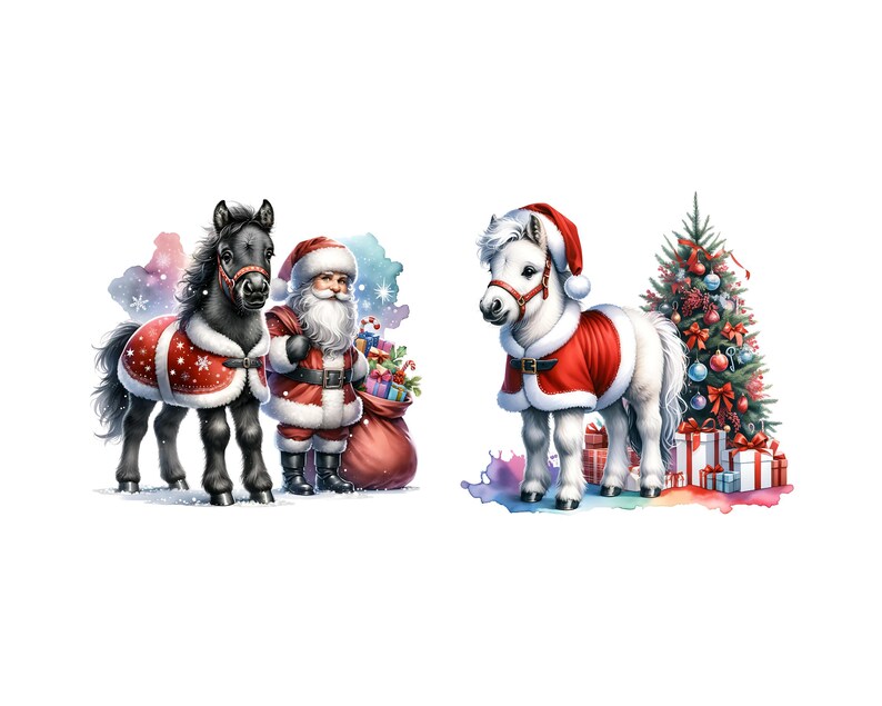 Christmas Pony CLIPART PNG File, Baby Horse Sublimation, Santa Foal ...
