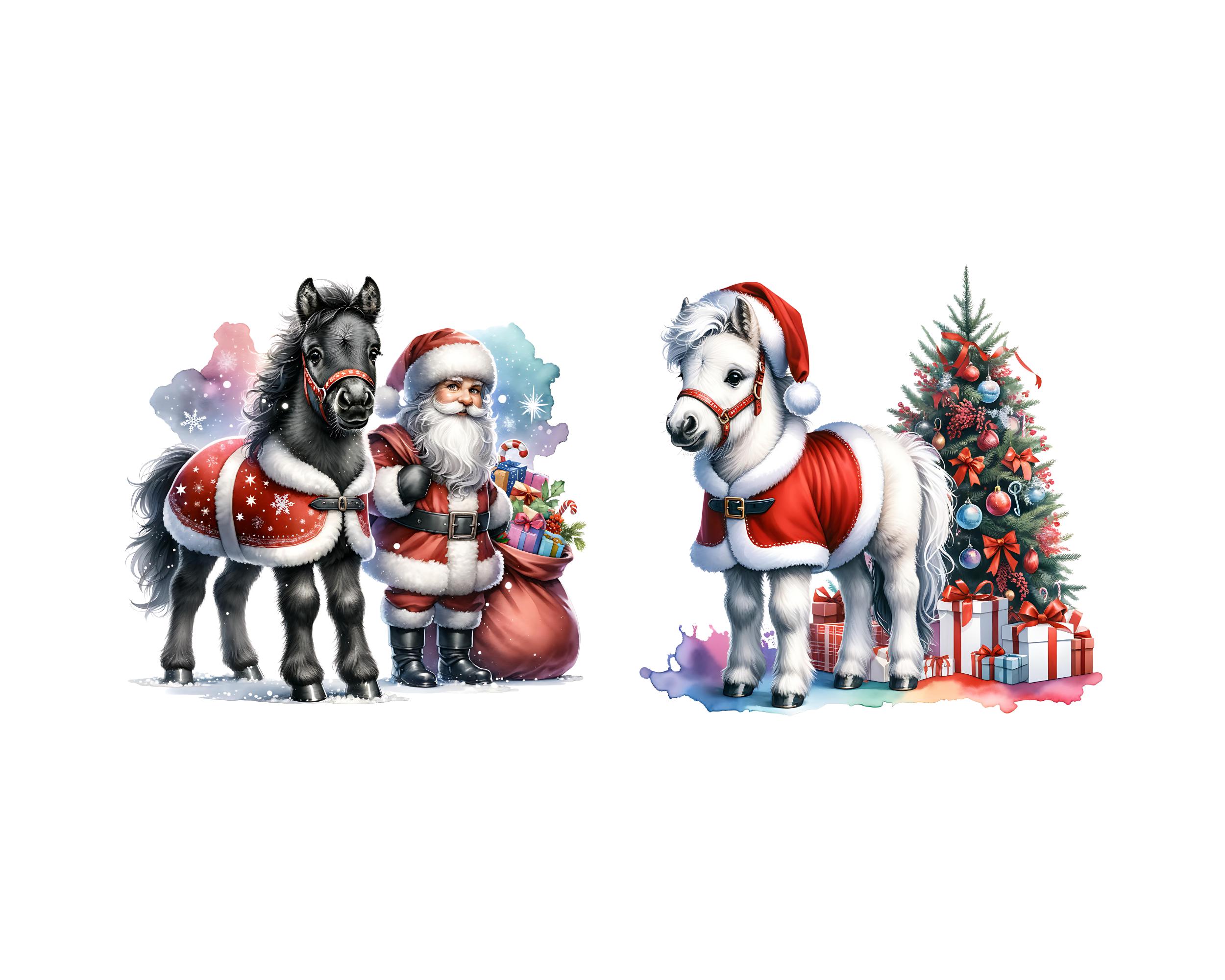 Christmas Pony CLIPART PNG File, Baby Horse Sublimation, Santa Foal ...