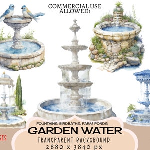 Gartenwasser CLIPART PNG-Dateien, kommerzielle Nutzung, transparenter Hintergrund Brunnen Vogelbad Bauernhof Teich Park Stein Kalkstein Vögel Junk Journal