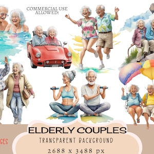 Rentner CLIPART PNG-Dateien, kommerzielle Nutzung, transparenter Hintergrund Senioren alte Frauen Männer tanzen goldene Jahre Fun Junk Journal