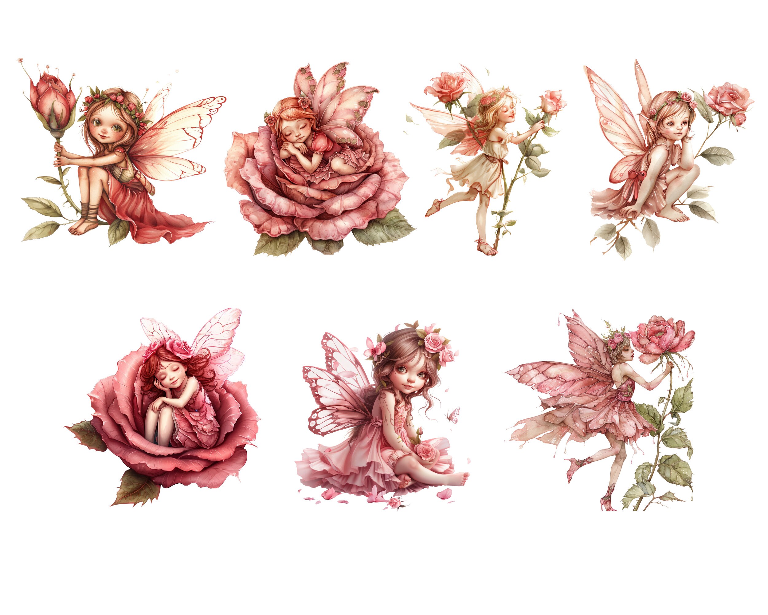 Garden Fairies CLIPART PNG Files, Cute Flower Fairy Sublimation ...