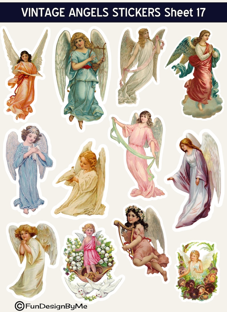 Vintage Angels Digital Collage Sheet JPG Files Stickers - Etsy