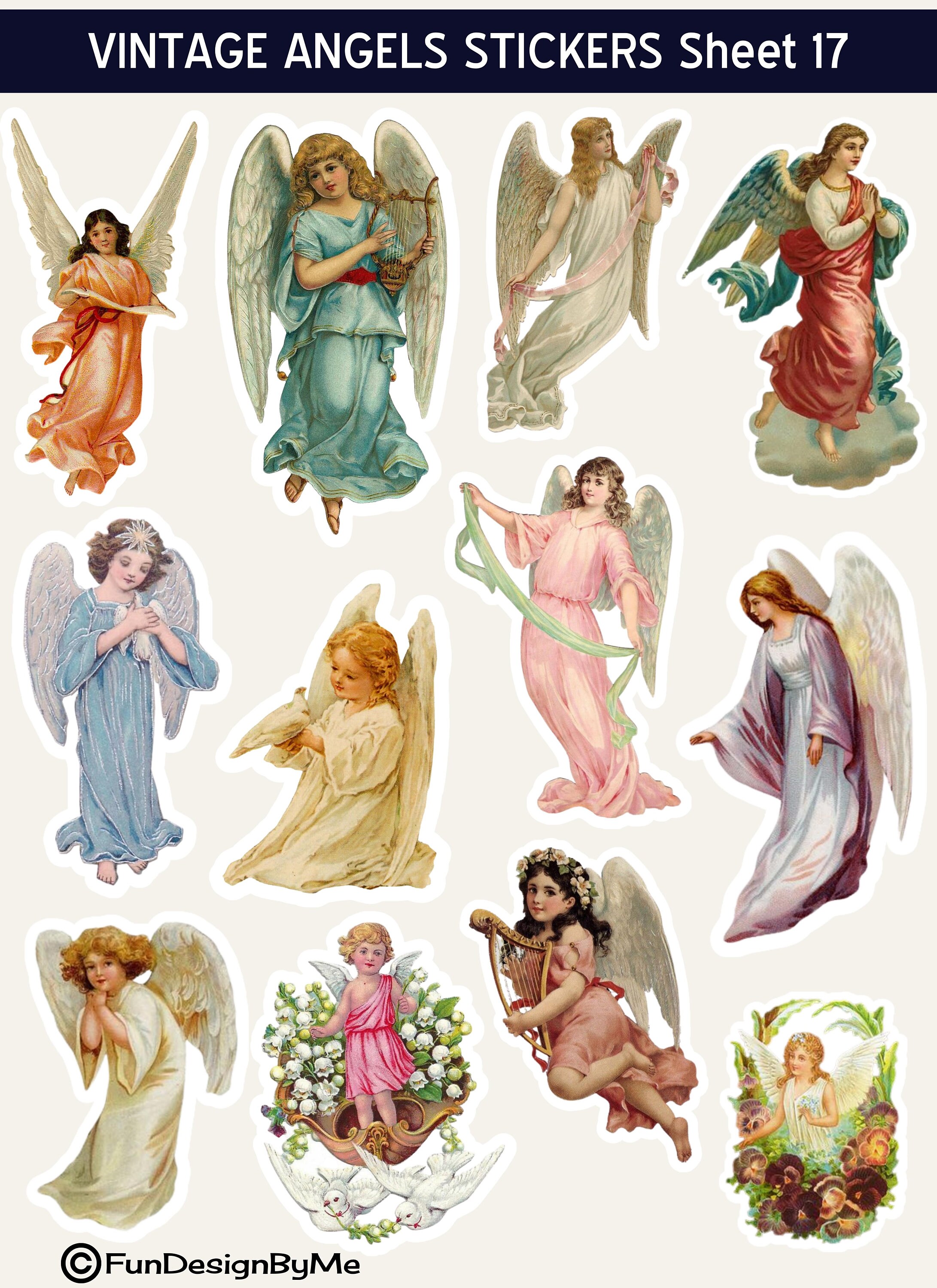 Vintage Angels Digital Collage Sheet, JPG Files Stickers Downloadable ...
