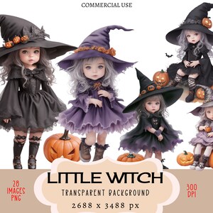 Kleine Hexe Mädchen CLIPART PNG Datei Kommerzielle Nutzung Transparenter Hintergrund Halloween Schwarzes Kleid Outfit Kostüm Kürbis Goth Niedlicher Zauberer