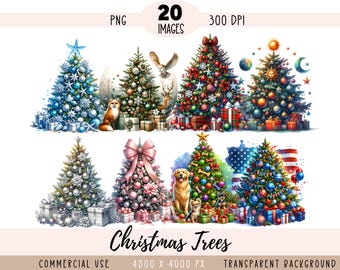 Fichiers PNG CLIPART de sapin de Noël, sublimation de Noël, arbre nautique, chats chiens patriotique New Age rose, usage commercial, fond transparent