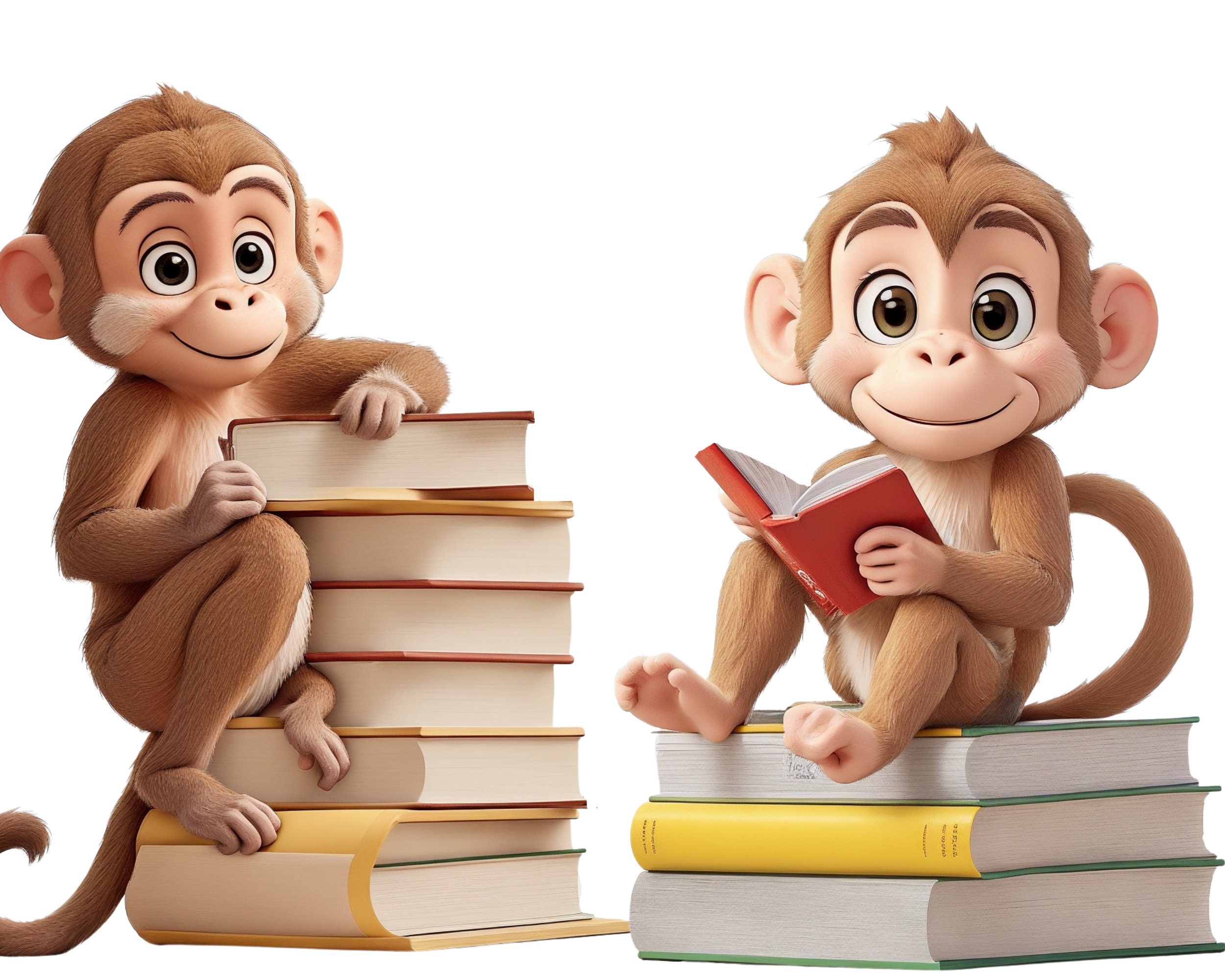 Reading Monkey CLIPART PNG Files Commercial Use Transparent - Etsy