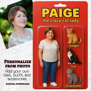 Personalisierte Actionfigur in Box, Nach Maß Geburtstag Geschenk Figur Vom Foto, Persönliche Wandkunst mit Name und Zubehör Einzigartige Poster 3D