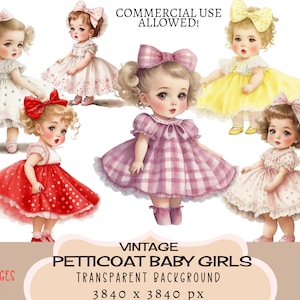 Petticoat Baby Mädchen CLIPART PNG-Dateien, kommerzielle Nutzung, transparenter Hintergrund blass Pastellrosa niedlichen entzückenden Kleinkind Aufkleber Junk Journal