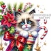 Christmas Stocking Kitten CLIPART PNG File, Cute Cat Sublimation ...