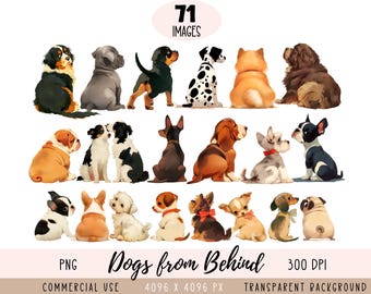 Chiens vus de derrière Fichiers PNG CLIPART, mégots de chiots, races de chiens, usage Commercial arrière-plan transparent