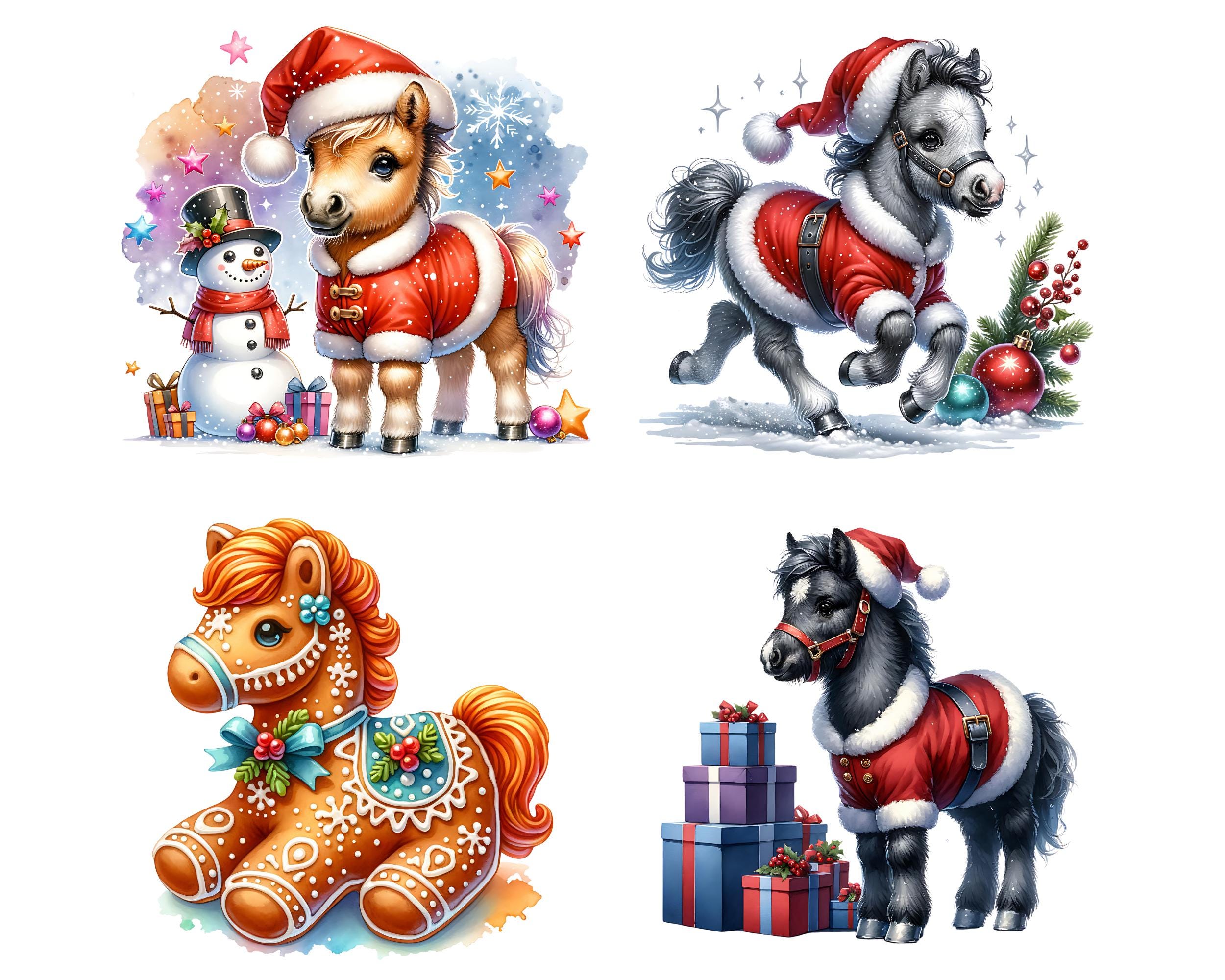 Christmas Pony CLIPART PNG File, Baby Horse Sublimation, Santa Foal ...