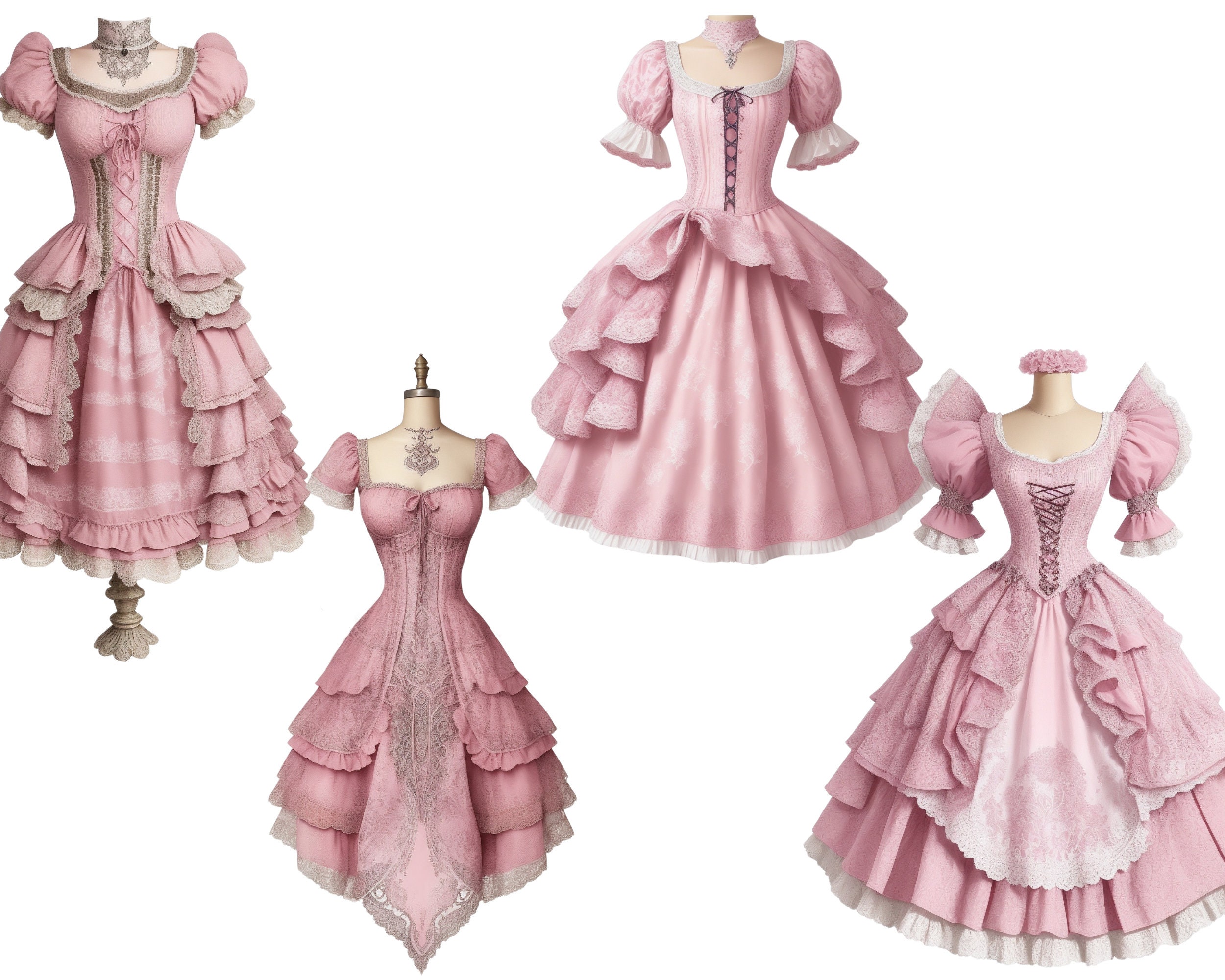 Rococo Dress CLIPART PNG Files Commercial Use Transparent Background ...