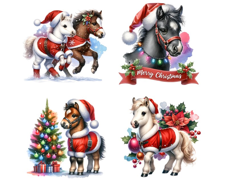 Christmas Pony CLIPART PNG File, Baby Horse Sublimation, Santa Foal ...