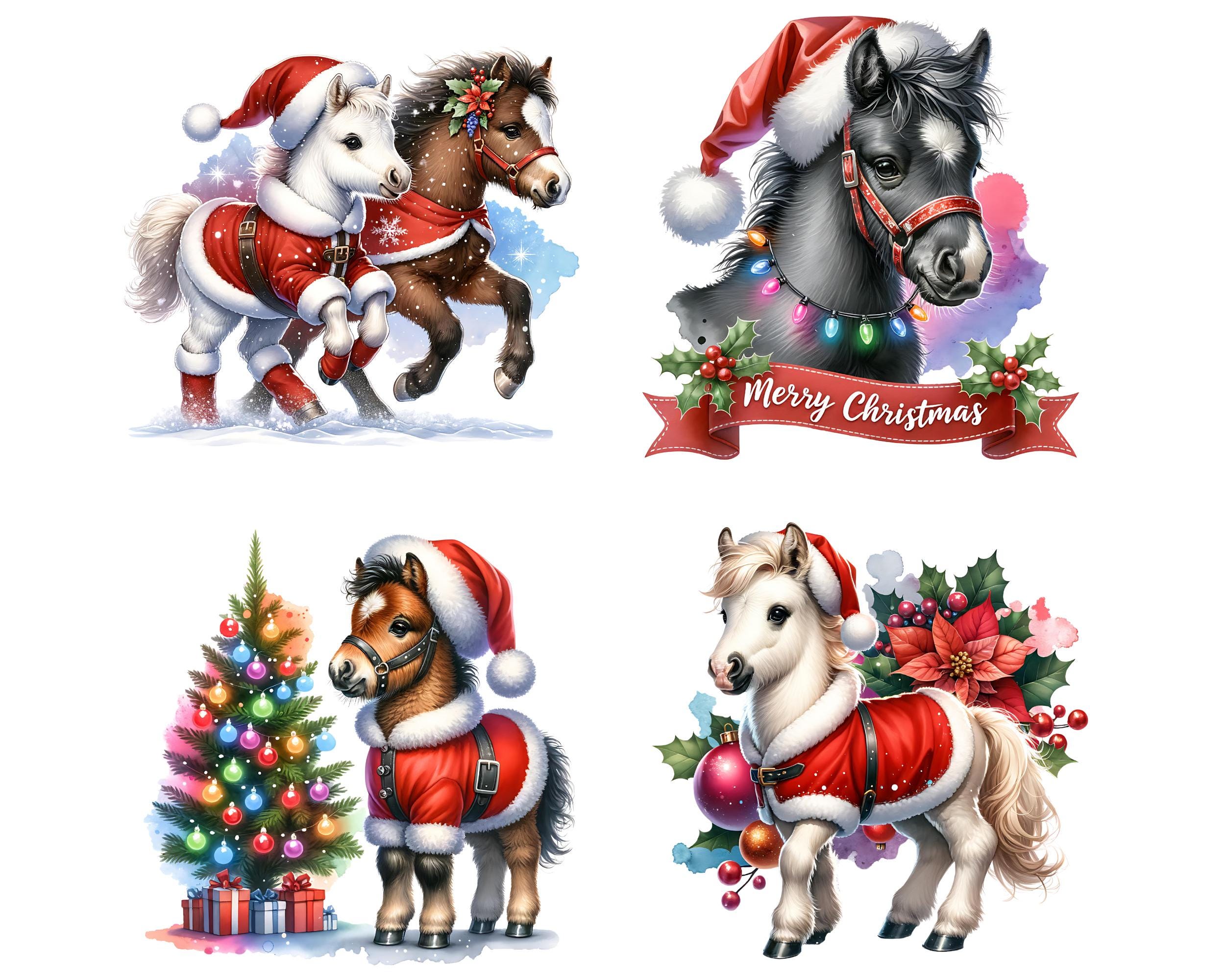 Christmas Pony CLIPART PNG File, Baby Horse Sublimation, Santa Foal ...